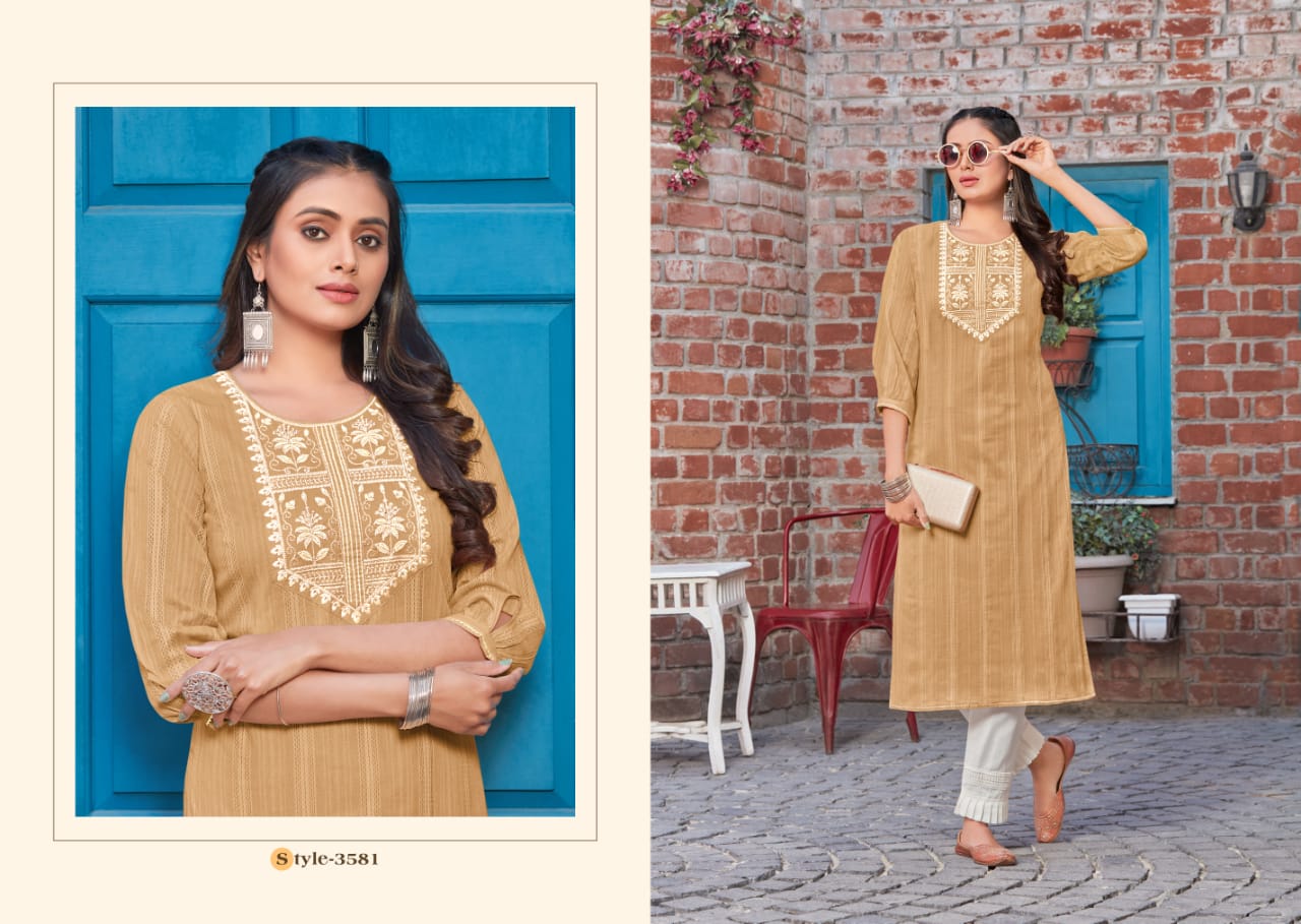 Rangoon Zara Designer Fancy Cotton Ethnic Wear Embroidery Kurti Collection